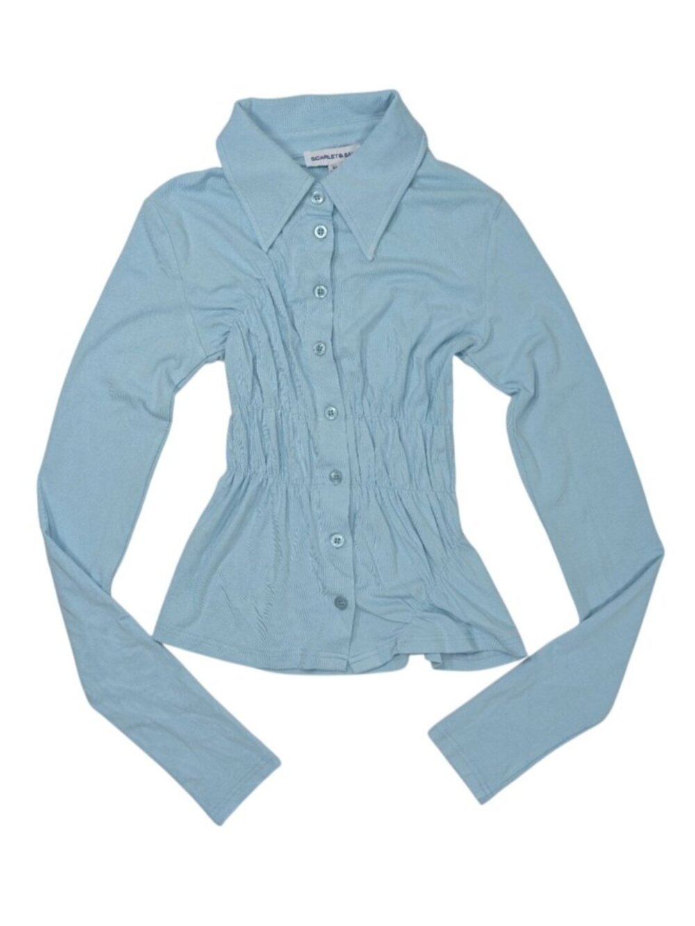 Scarlet & Sam Scrunched Shirt in Milk Blue